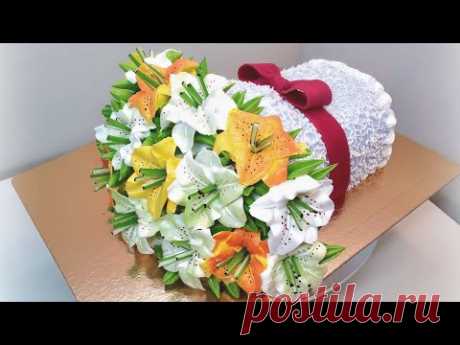 Торт "Букет лилий"(крем БЗК). /Cake " Bouquet of lilies"(protein custard).