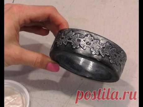 Декупаж мастер-класс №8 как сделать браслет ручной работы подарок женщине имитация старого серебра - YouTube