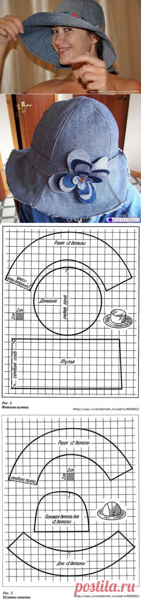 Панамки и шляпы из старых джинсов — Сделай сам, идеи для творчества - DIY Ideas