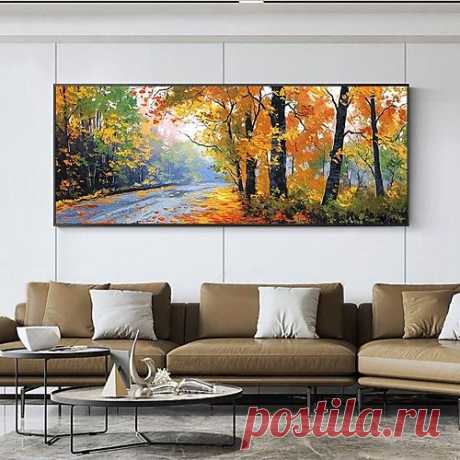 Handmade Oil Painting Canvas Wall Art Decoration Abstract Landscape Painting Road Forest for Home Decor Rolled Frameless Unstretched Painting