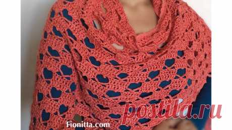 Crochet shawl “Hello March Shawl with hearts” or “A Hearty Hello” (part 2-video) | | Fionitta crochet