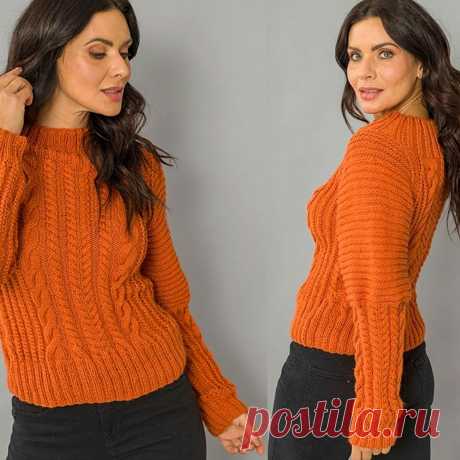 Оранжевый свитер спицами. Схема и выкройка – Paradosik Handmade - вязание для начинающих и профессионалов
