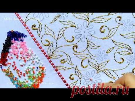 Amazing Hand Embroidery Neck Design, Elegant Hand Embroidery, Beaded Embroidery,Blouse Embroidery