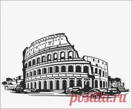 Римский Колизей пескоструйный рисунок, шкаф рисунок Колизей, наклейка на стену Колизей, каталог рисунок Колизей.