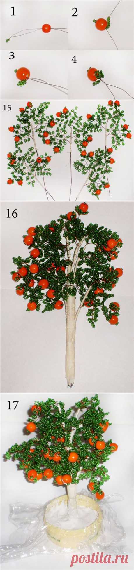«дерево апельсин» из бисера | Самоделкино