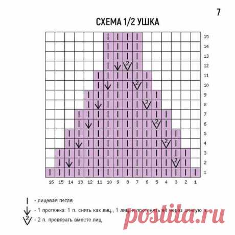 Шапка ушки для девочки спицами схема - 83 фото