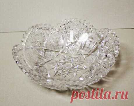 Antique Brilliant Libbey Signed Cut Glass Bowl  | eBay This is a unique antique cut glass bowl because of the fact that one of the hexagonal sides of the bowl curls inward for a unique and interesting design and look. This bowl is etched in the interior center of the bowl, ‘Libbey’.