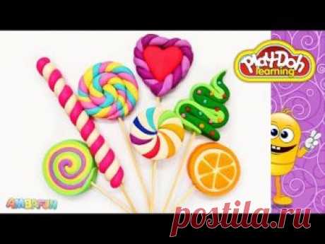 Lollipops Set How to Make Play Doh Lollipop, Candy. Creative Sculpt. Learn Modelling. Video for Kids