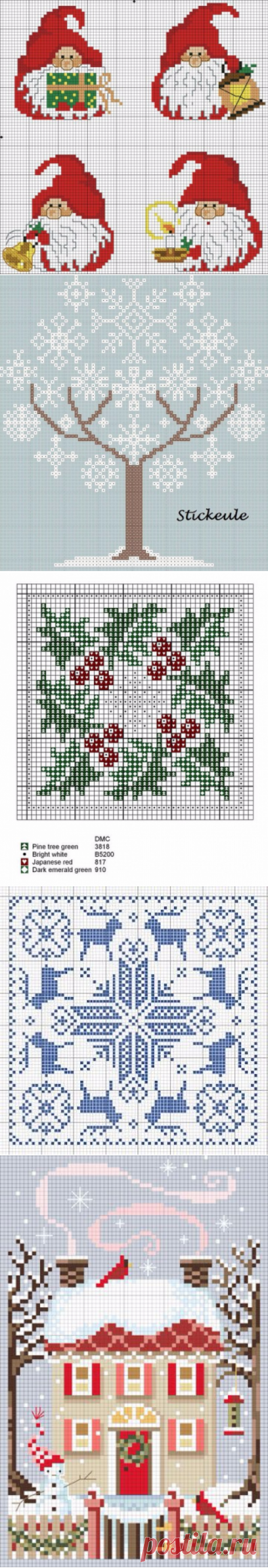 Схемы для вышивки.Новогодние мотивчики