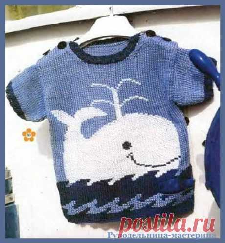 Озорные петельки: Пуловер детский с мотивом - КИТ.