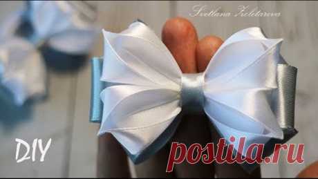 Простые ШКОЛЬНЫЕ БАНТИКИ из лент Канзаши МК DIY Simple SCHOOL ribbon BOWS