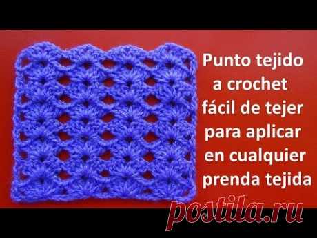 Punto tejido a crochet # 8 fácil de tejer para aplicar en cualquier prenda tejida