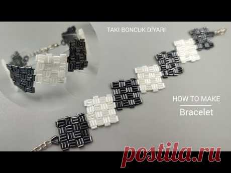 Zarif boru boncuk bileklik yapımı./Elegant beaded bracelet diy. Jewelry making tutorial /Bugle beads