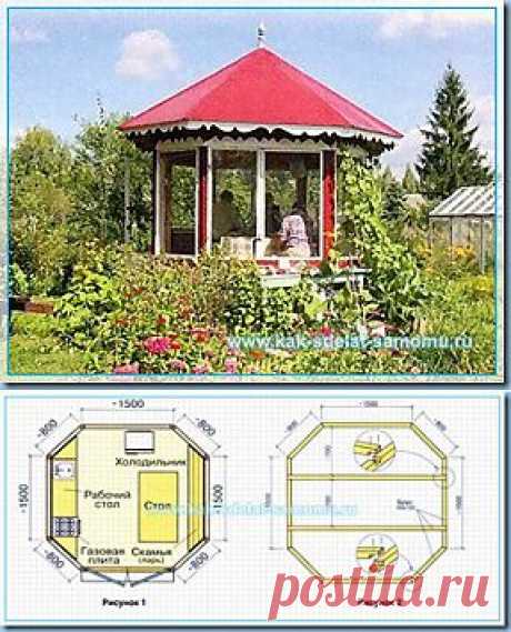 Летняя кухня-беседка для дачи своими руками: пример строительства | Сайт о саде, даче и комнатных растениях.