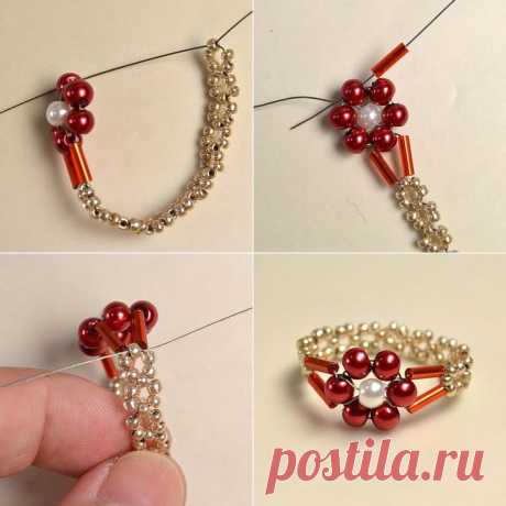 Best Seed Bead Jewelry  2017  Pearl-Bead-Flower-Rings  easy  picture tute  Seed Bead Tutorials