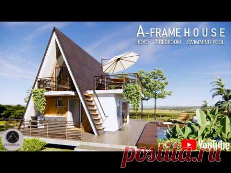 A-FRAME | SMALL MODERN TROPICAL HOUSE | TINY HOUSE DESIGN | BOHO - BOHEMIAN INTERIORS | Q Architect