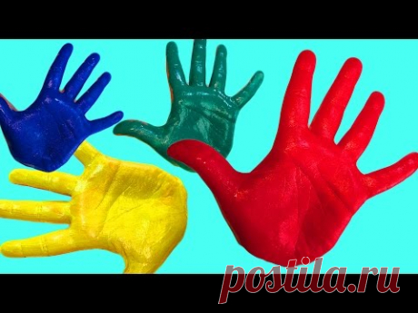 Песня семья пальчиков на русском Пальчиковые краски Учим цвета Развивающее видео Песня для детей
