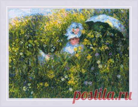 RIOLIS cross stitch kit In the Meadow after C. Monet's Painting