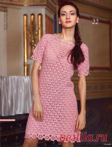 Розовое платье Розовое платье крючком с подробным описанием. Ажурное летнее платье со схемами