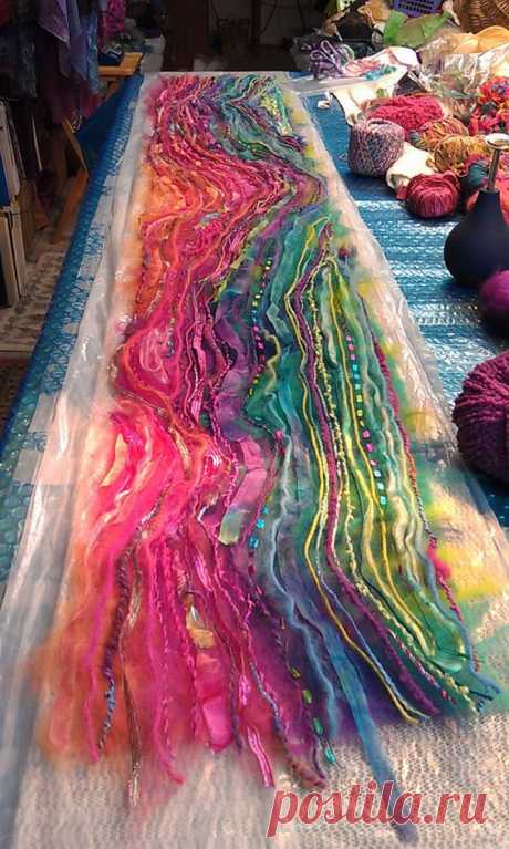 Felted scarf, Nuno felting and Felting on Pinterest