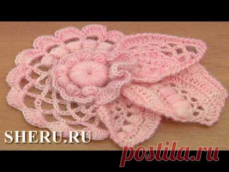 ▶ How to Crochet Floral Scrumble Урок 4 часть 2 из 2 Цветочный мотив в технике фриформ - YouTube