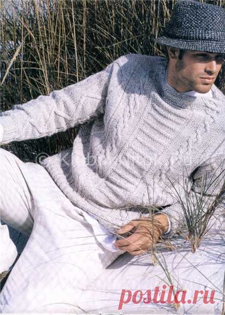 Мужской пуловер с разными узорами | Вязание мужское | Вязание спицами и крючком. Схемы вязания.