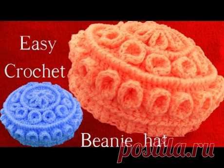 Como hacer Gorro Boina tejido a Crochet o Ganchillo con relieves en capas