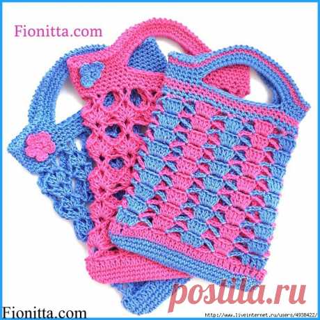 Авоськи (String bags). Вязаные (Crochet bags). Крючок. Автор Fionitta.