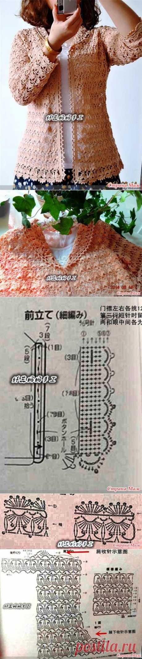 Ажурный жакет крючком. - ВЯЗАНАЯ МОДА+ ДЛЯ НЕМОДЕЛЬНЫХ ДАМ - Страна Мам