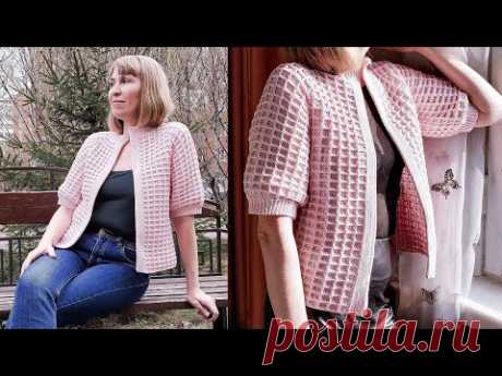 Кардиган Вафля крючком. Мастер класс / Crochet Cardigan Waffle Pattern for women. Tutorial