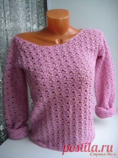 Джемпер ажурным узором. Крючком. Схема узора. / knittingideas.ru