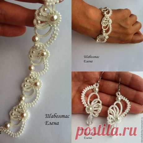 Bracelet for wedding outfit | Купить или заказать Свадебный браслет 'Крылышки' в интернет-магазине на Ярмарке Мастеров. Свадебные украшения - это особенные аксессуары, которые должны дополнить прекрасный счастливый образ невесты, и сделать его восхитительным. Браслет 'Крылышки' сплетен в комплект к очаровательным серьгам 'Крылышкам' www.livemaster.ru/item/13208213-ukrasheniya-sergi-frivolite-krylyshki . Браслет изящный, красиво выглядит на руке. Цвет белый молочный (без желтизны).