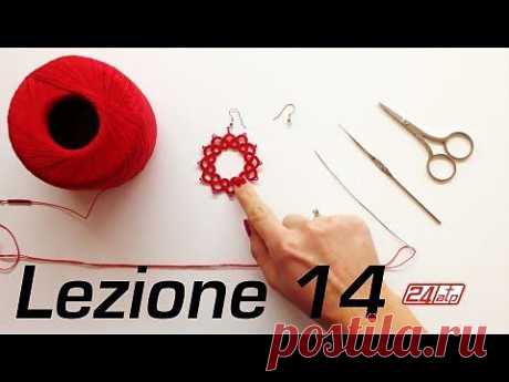 Chiacchierino Ad Ago - 14˚ Lezione Orecchino a Cerchio Con Perline Bijoux Tutorial Come Fare Tatting - YouTube