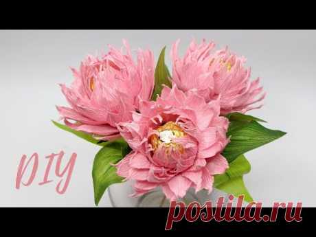 ЦВЕТЫ с конфетой из гофрированной бумаги ЛЕГКО и ПРОСТО ☆ МК ☆ DIY Corrugated Paper Flowers