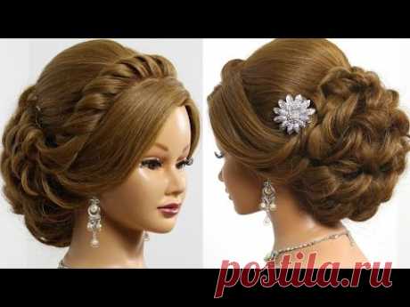 Prom wedding updo. Romantic hairstyle for long medium hair