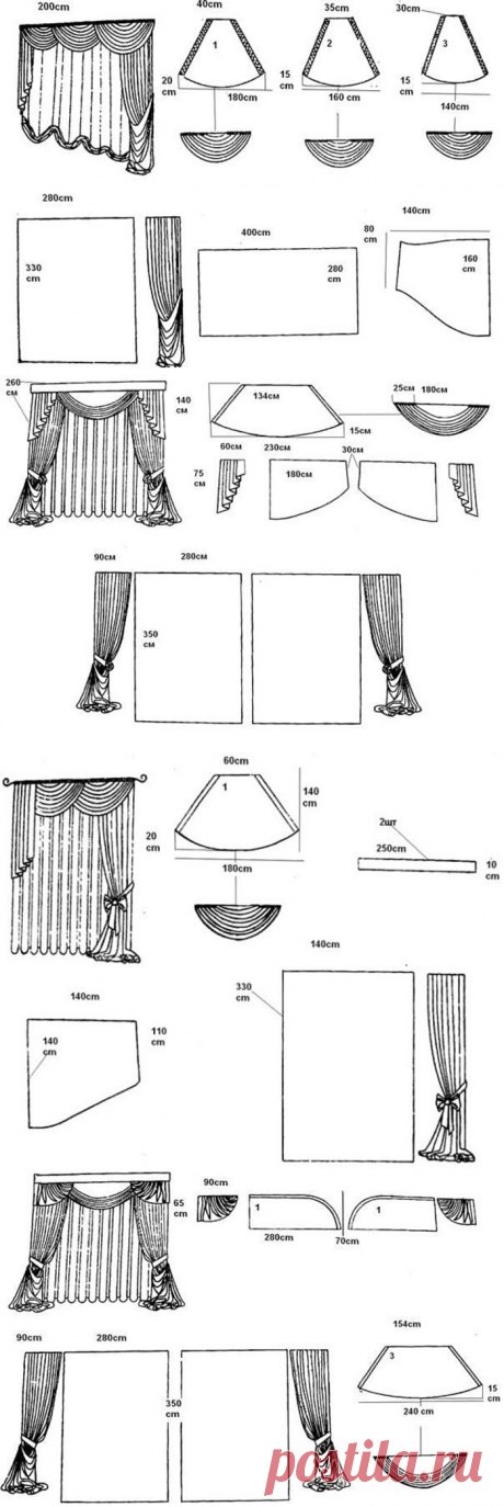 Выкройки штор с ламбрекеном
