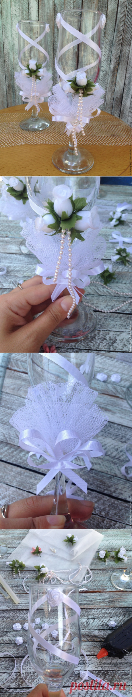 Как украсить свадебные бокалы своими руками - Ярмарка Мастеров - ручная работа, handmade