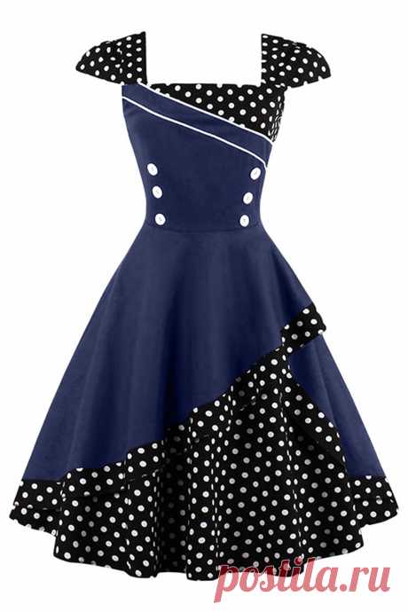Complete your retro style with our Atomic Black and Navy Rockabilly Cocktail Dress. https://atomicjaneclothing.com/products/atomic-black-and-navy-rockabilly-cocktail-dress