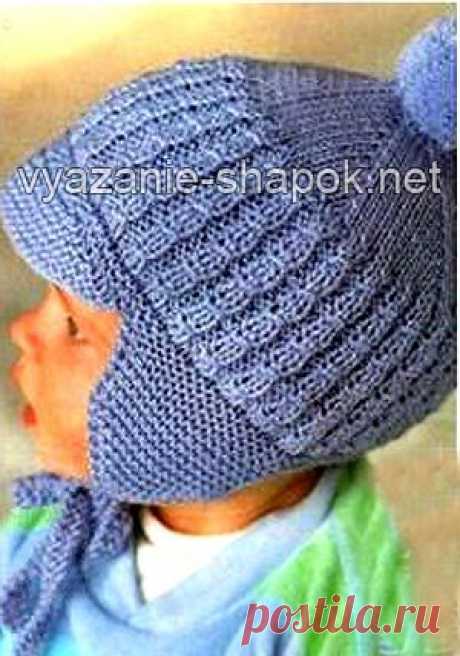 Шапочка с ушками спицами для малыша | ВЯЗАНИЕ ШАПОК: женские шапки спицами и крючком, мужские и детские шапки, вязаные сумки
