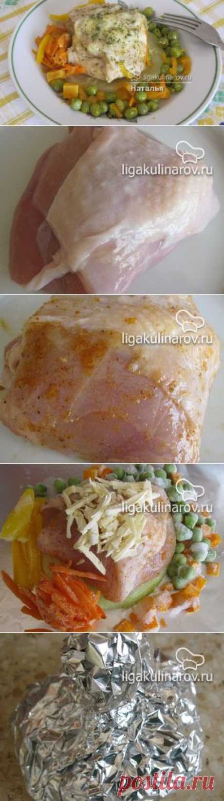 Куриная грудка, запеченная с овощами и сыром, рецепт пошаговый от Лиги Кулинаров.