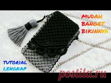 Tutorial Tas HP Tali Kur - Macrame Mobile Pouch - YouTube Чехол для мобильного телефона.