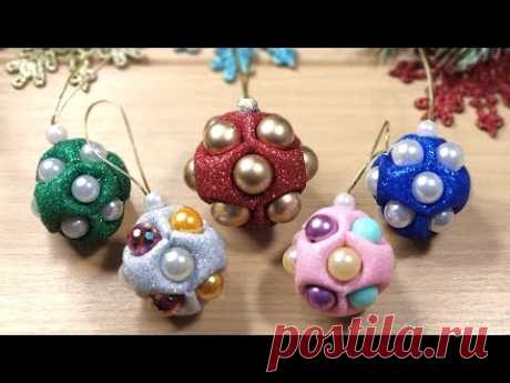 НЕМНОГО ФОАМИРАНА И БУСИН и чудные шарики готовы, СУПЕР ПРОСТО и БЫСТРО 🎄 DIY christmas ornaments