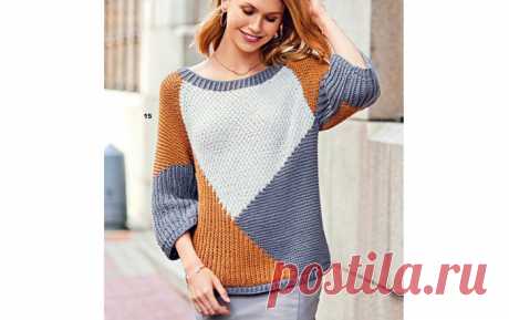 Пуловер «Геометрия» Пуловер «Геометрия» можно связать спицами из остатков пряжи, изменив цвета по своему вкусу и возможностям. Описание…