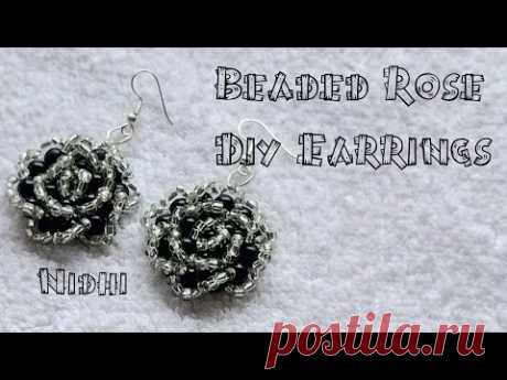 💞🌹 Beaded Rose Earrings 🌹💞 Diy Earrings Tutorial (0081)