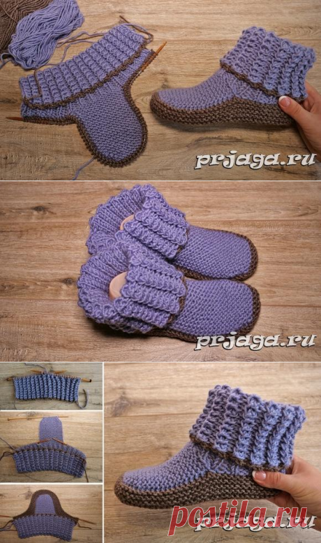 Сапожки домашние спицами

следки, носки, тапочки вязание спицами, slipper,