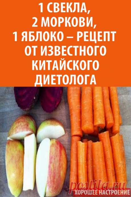1 свекла, 2 моркови, 1 яблоко – Рецепт от известного китайского диетолога