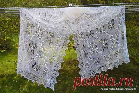 MADE TO ORDER. Hand knitted Haapsalu shawl "Star of Muhu", traditional Estonian lace. Traditional Estonian lace shawl, bright white. Measurements: ~ 60 x 180cm  Weight: approx.~ 89g. The shawl consist two parts: the center part and the edge, which is knitted separately and then sewn to the center part.  Waiting time is 2 - 4 weeks + shipping time. Care: Hand wash in mild, lukewarm water detergent for delicate garments. Rinse. Gently squeeze out water, do not twist.  Lay fl...