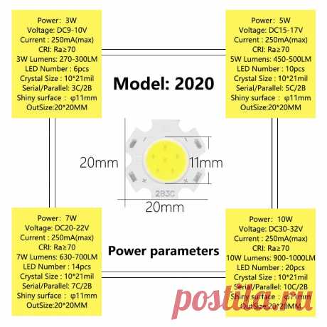 20 шт./партия, мощные светодиодные лампы COB 250 мА 20 мм 3 Вт 5 Вт 7 Вт 10 Вт - купить по выгодной цене | AliExpress