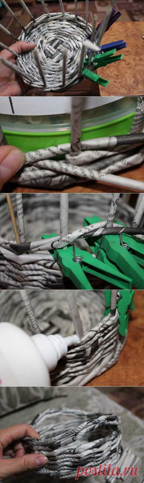4. Плетение верха корзиночки. / Прочие виды рукоделия / Работа с бумагой