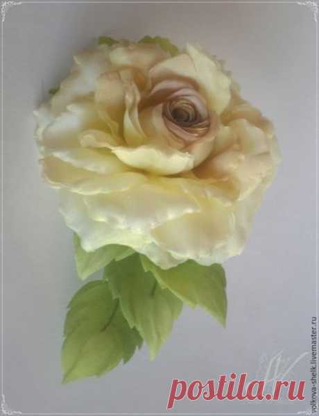 Купить шелковая роза &quot;Жаннет&quot; - цветы из шелка, роза из шелка, роза из ткани, брошь